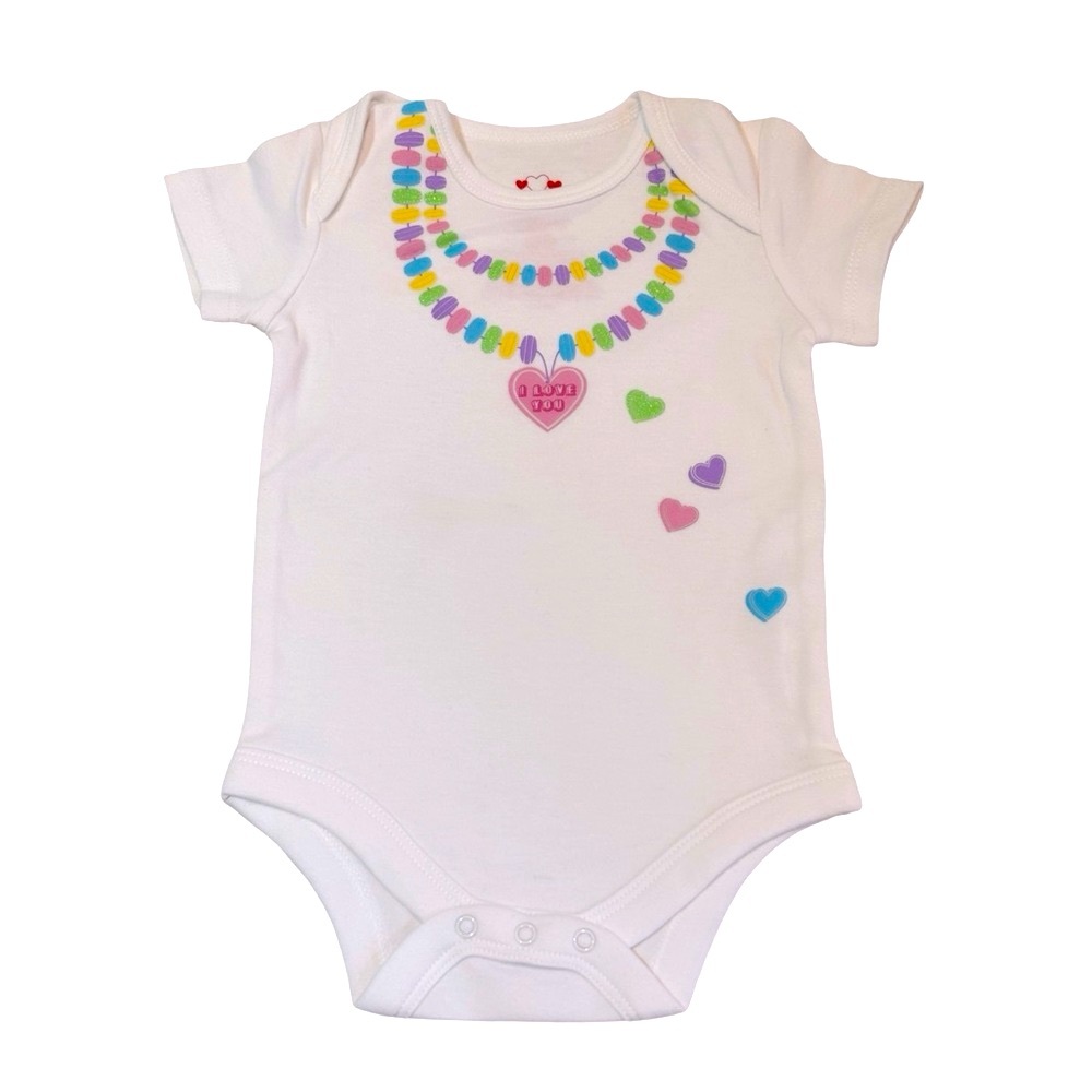 Target Baby Onesie Valentines Day‎ Candy Hearts Necklace Design 3-6 Months